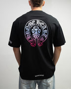 White Blue Pink Dagger Crest Black T-Shirt™