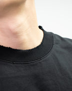 Distressed Collar Typography Logo Black T-Shirt™