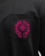 Pink Horse Shoe Logo Black T-Shirt™