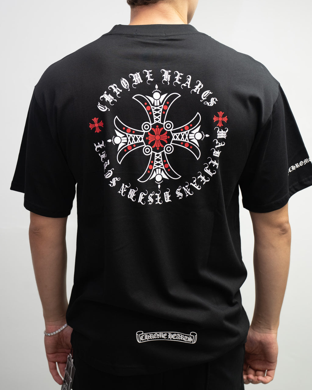 Red Ornate Cross Black T-Shirt™