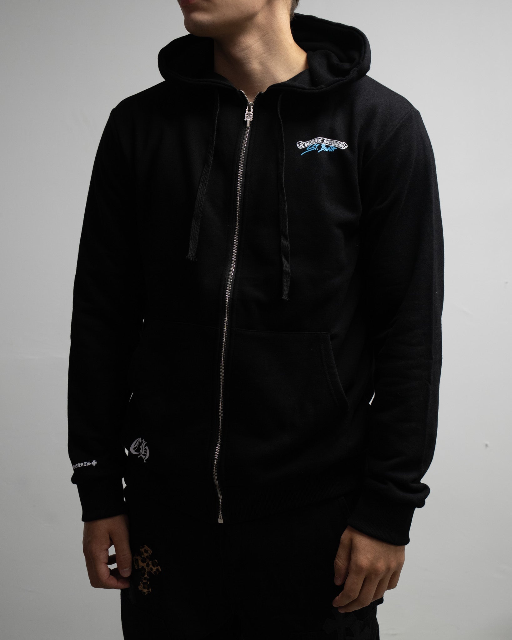 Horse Shoe Logo St. Barth Black Full Zip Hoodie™