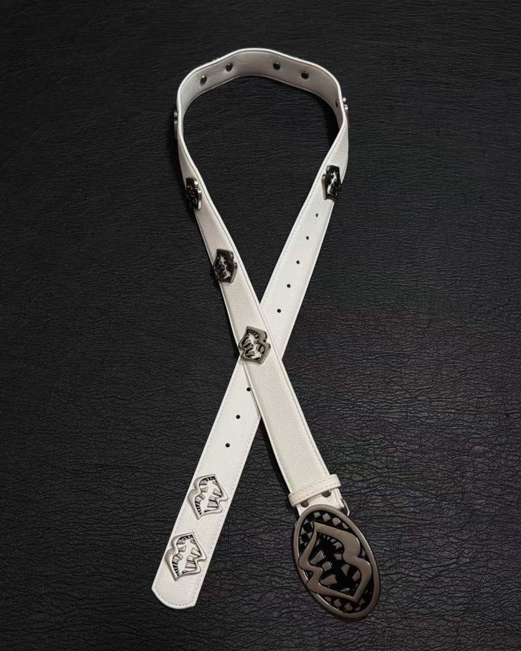 M-Boy Mouth White Leather Belt™
