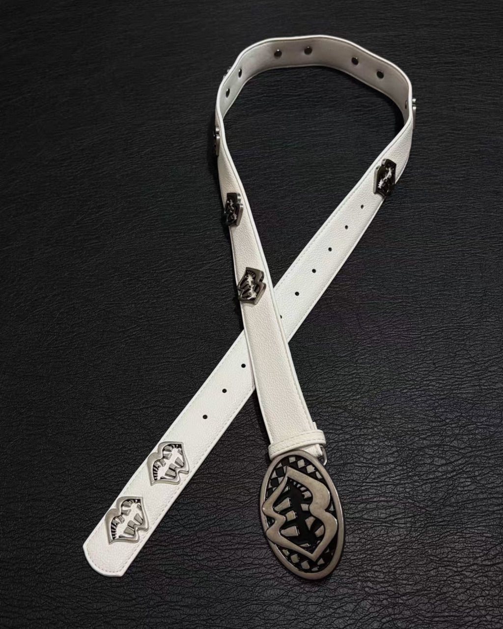M-Boy Mouth White Leather Belt™