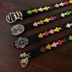 Multicolor Crosses Black Leather Belt™