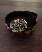 Multicolor Crosses Black Leather Belt™