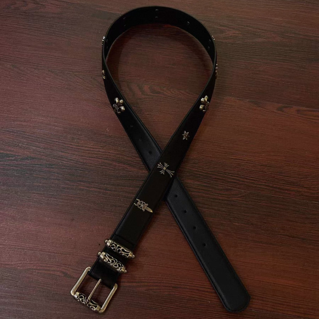 Gothic Symbols Black Leather Belt™