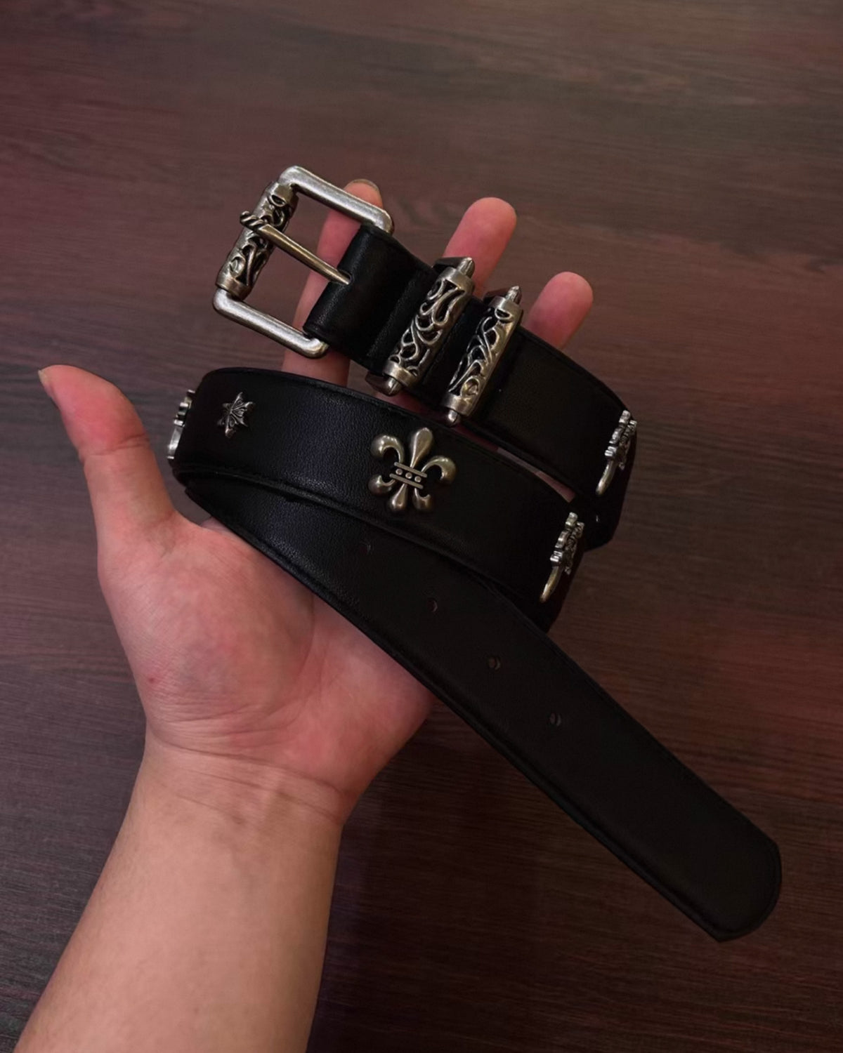 Gothic Symbols Black Leather Belt™