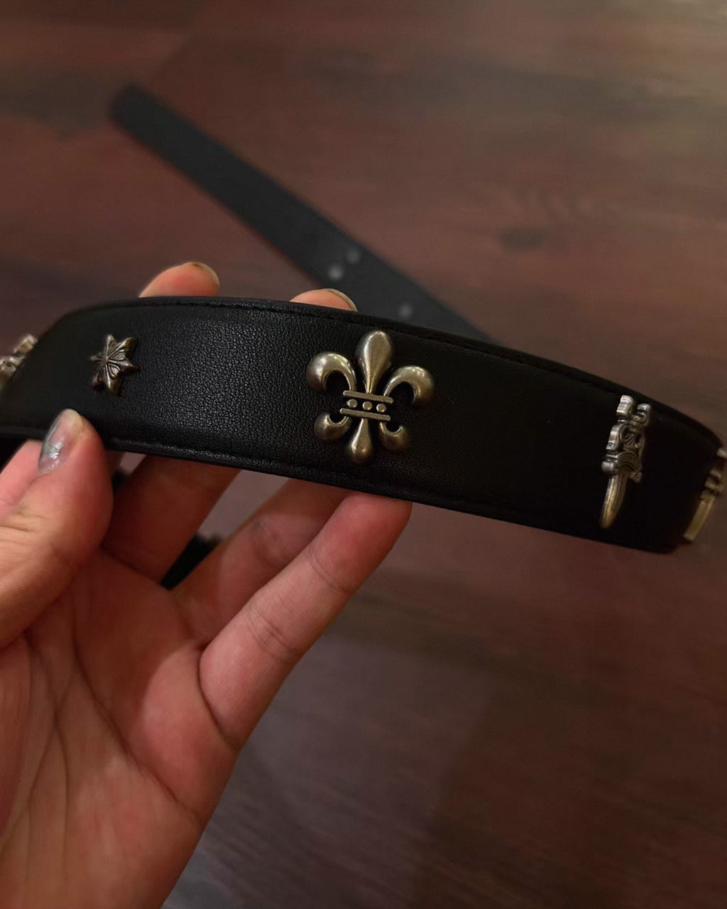 Gothic Symbols Black Leather Belt™