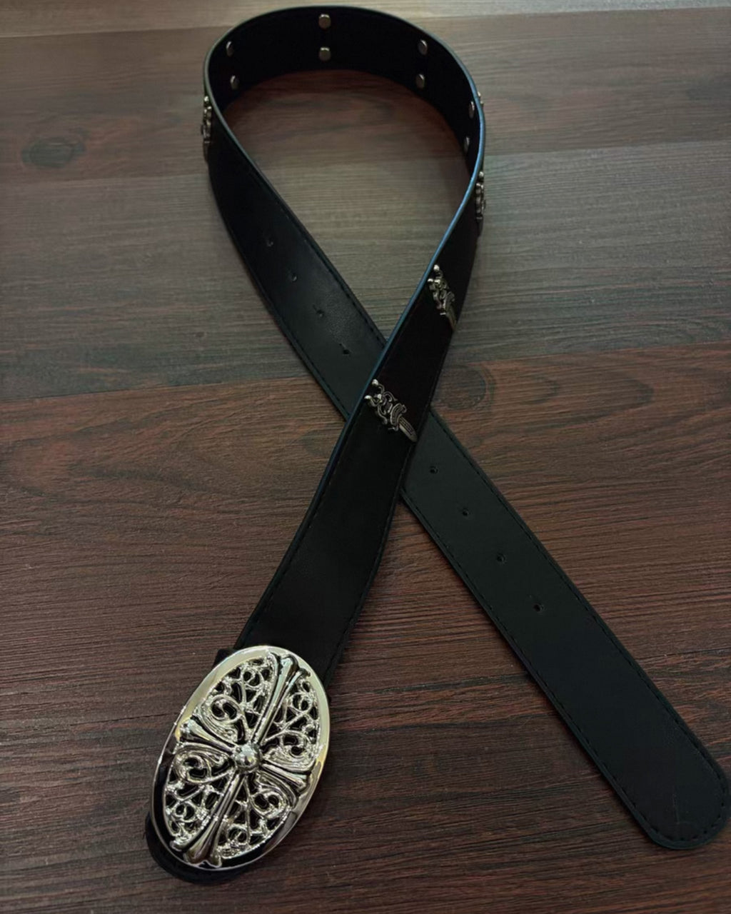 Dagger Symbol Black Leather Belt™