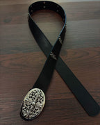 Dagger Symbol Black Leather Belt™