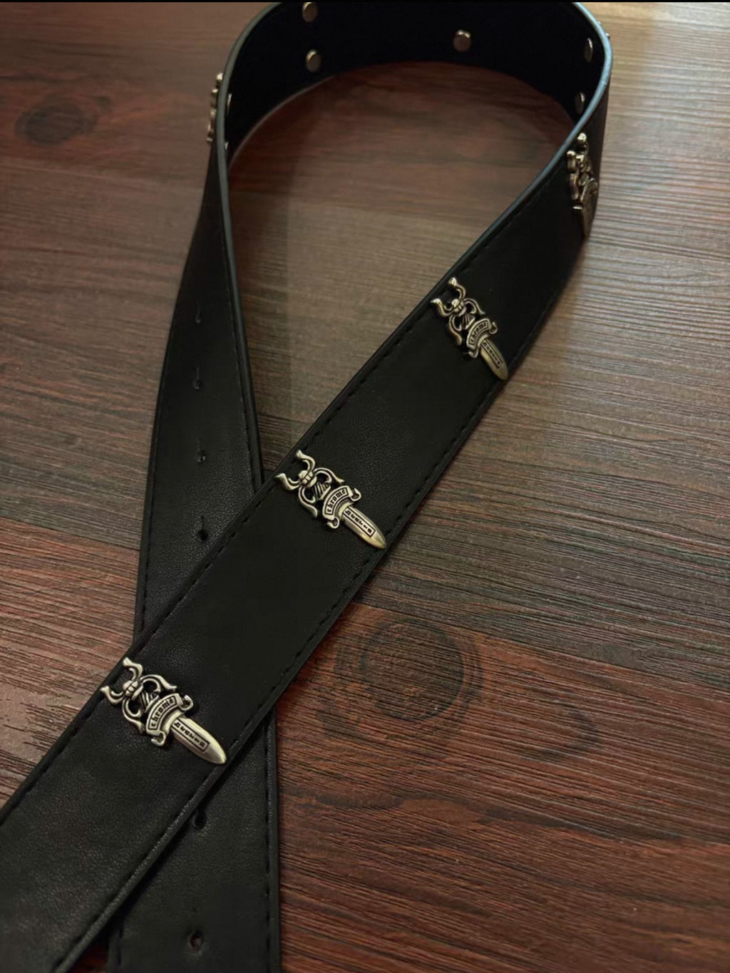 Dagger Symbol Black Leather Belt™