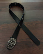 Cemetery Cross Buckle Black Leather Belt™
