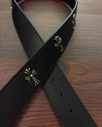 Cemetery Cross Buckle Black Leather Belt™