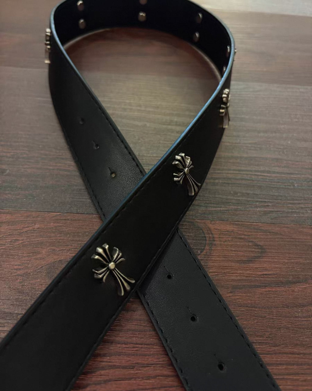 Cemetery Cross Buckle Black Leather Belt™