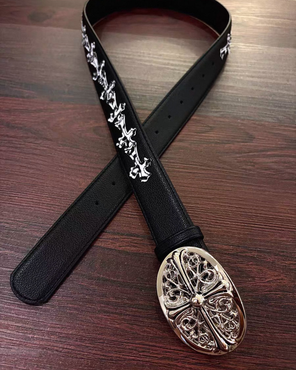 Zebra Crosses Black Leather Belt™
