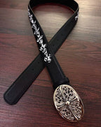 Zebra Crosses Black Leather Belt™