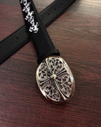 Zebra Crosses Black Leather Belt™