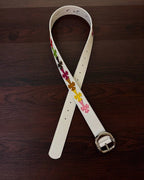 Multicolor Crosses White Leather Belt™