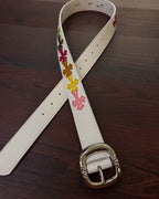 Multicolor Crosses White Leather Belt™