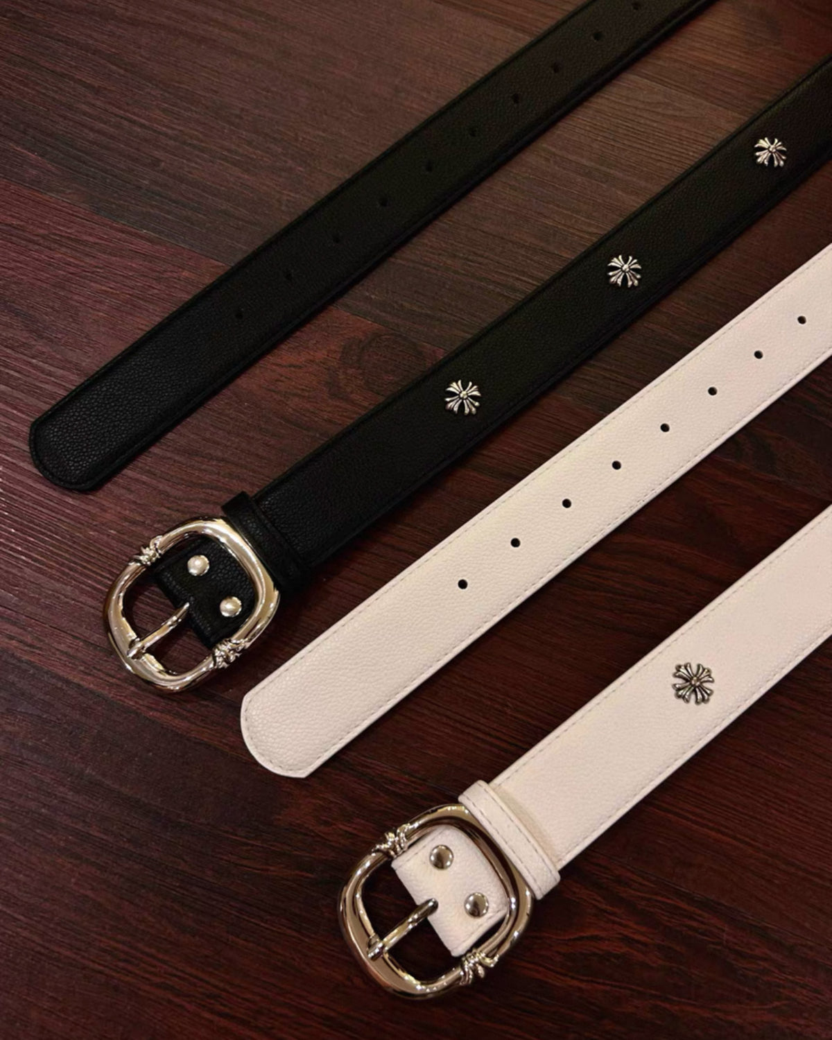 Small Metallic Crosses Leather Belt™