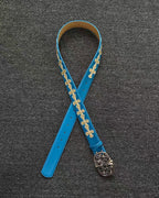 White Crosses Blue Leather Belt™
