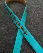 Leopard Crosses Turquoise Leather Belt™