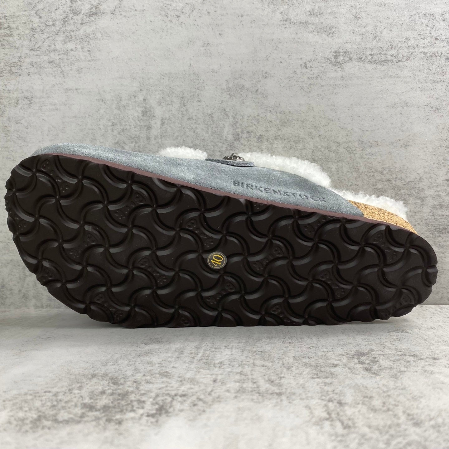 Grey Leather Cross White Fur Grey Suede Clog Slides™