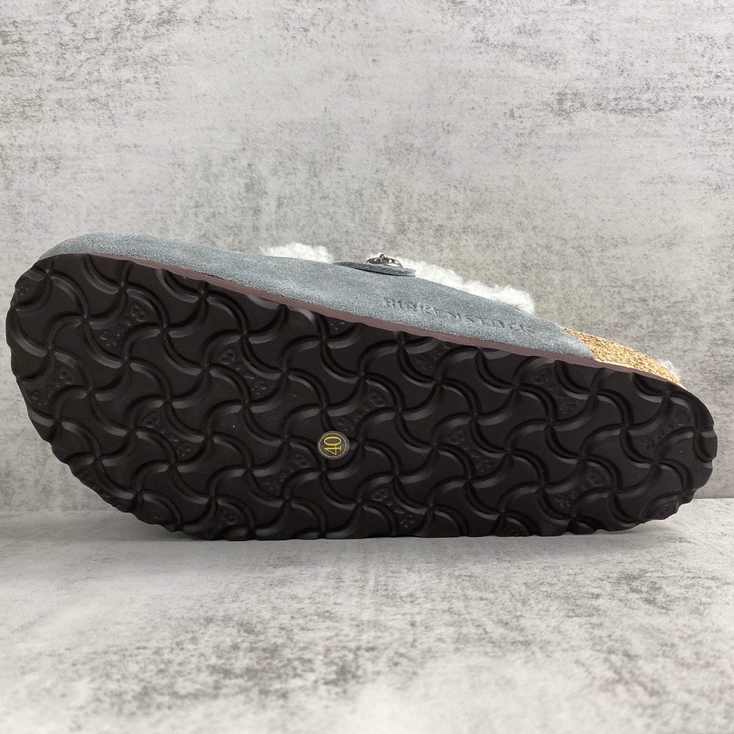 Metallic Cross White Fur Grey Suede Clog Slides™