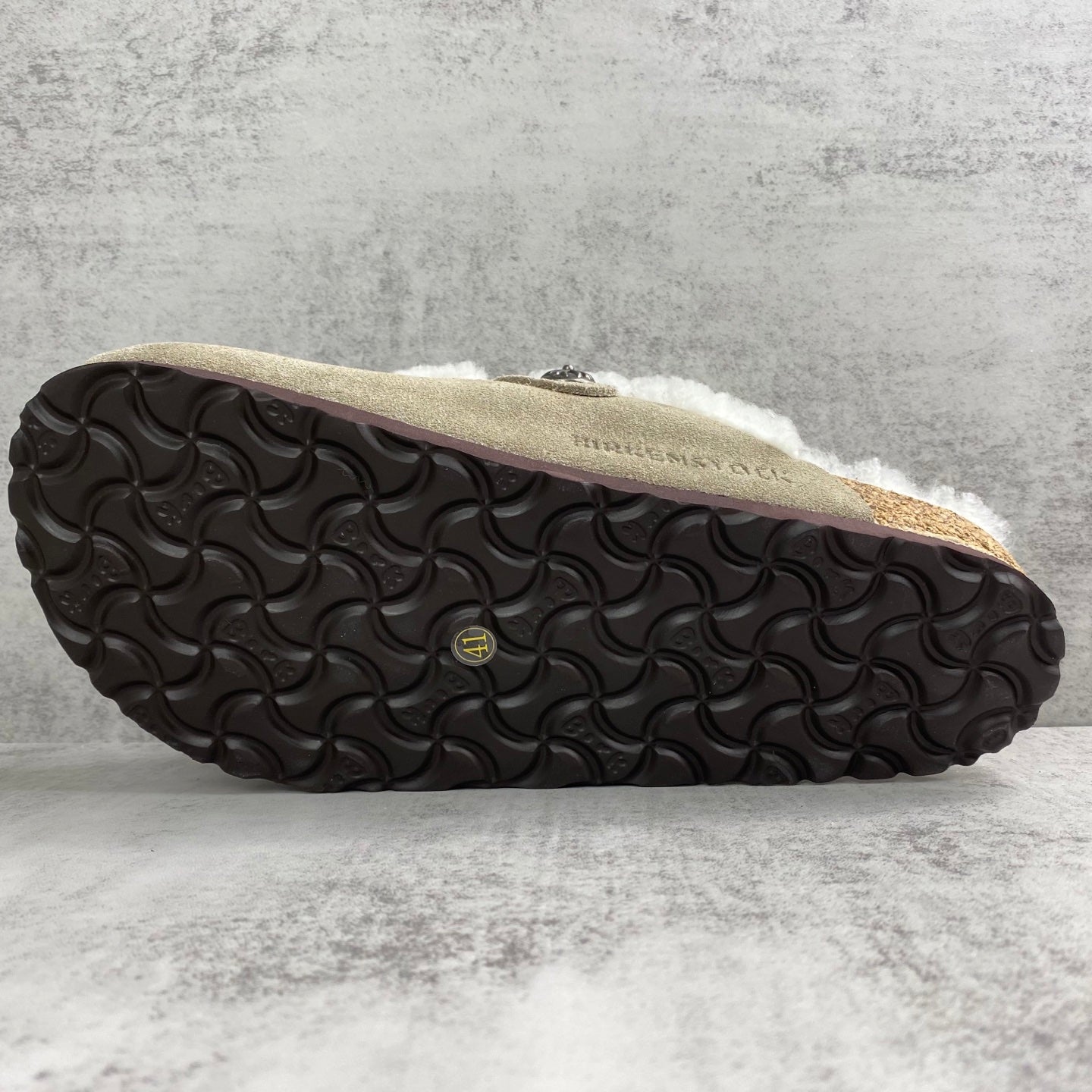 Beige Leather Cross White Fur Beige Suede Clog Slides™