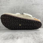 Metallic Cross White Fur Beige Suede Clog Slides™