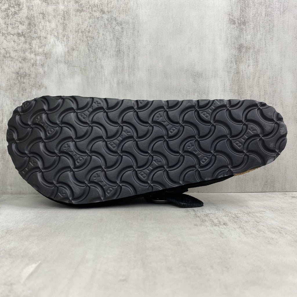 Black Leather Cross Black Suede Clog Slides™