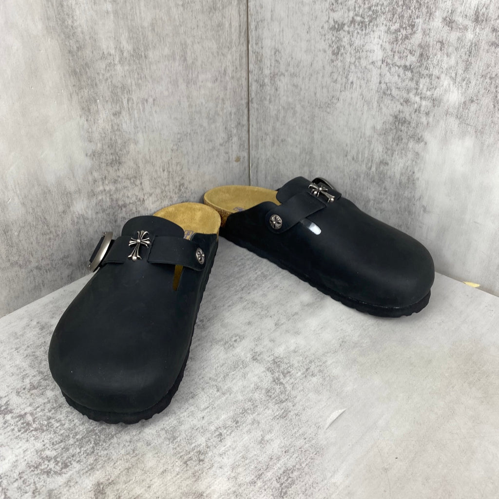 Metallic Cross Black Clog Slides™