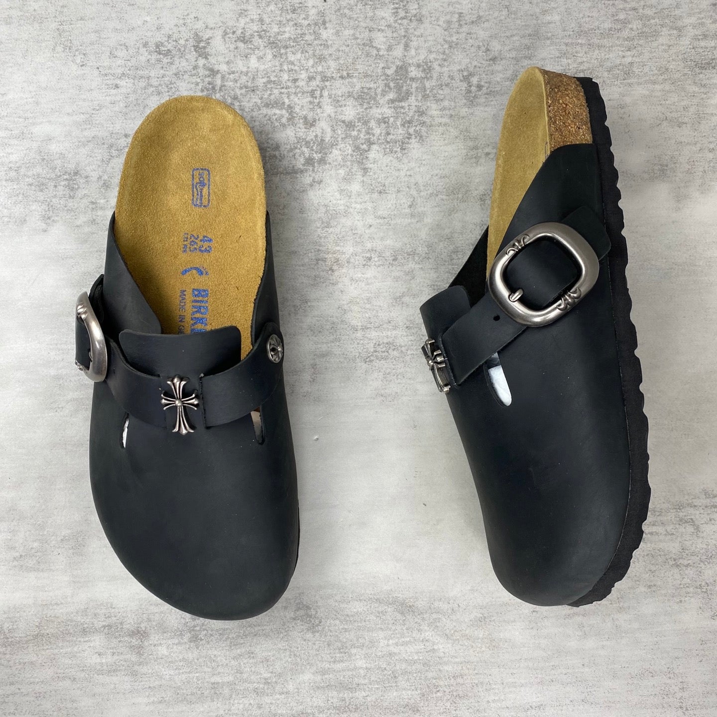 Metallic Cross Black Clog Slides™