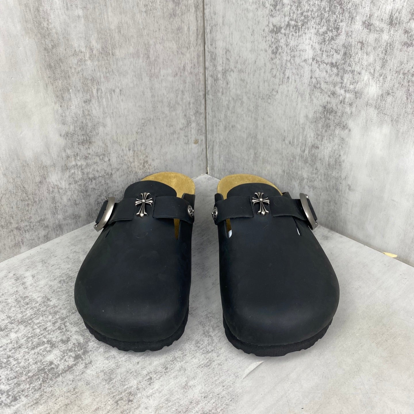 Metallic Cross Black Clog Slides™