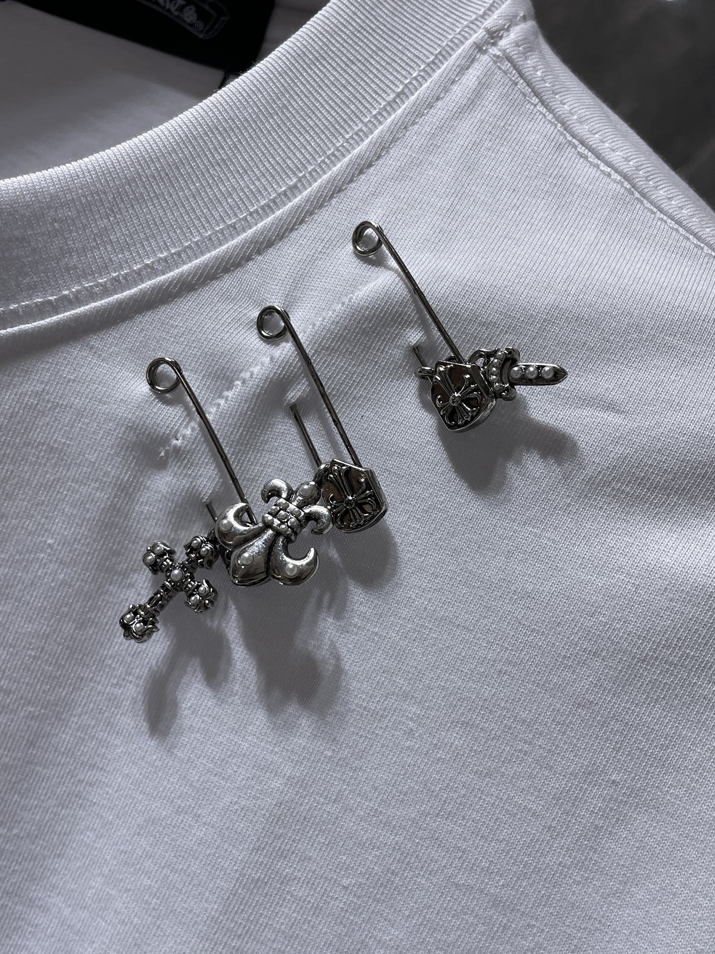 Metallic Symbols Safety Pin White T-Shirt™