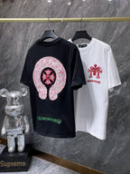 Red Embroidered Logos Black T-Shirt™