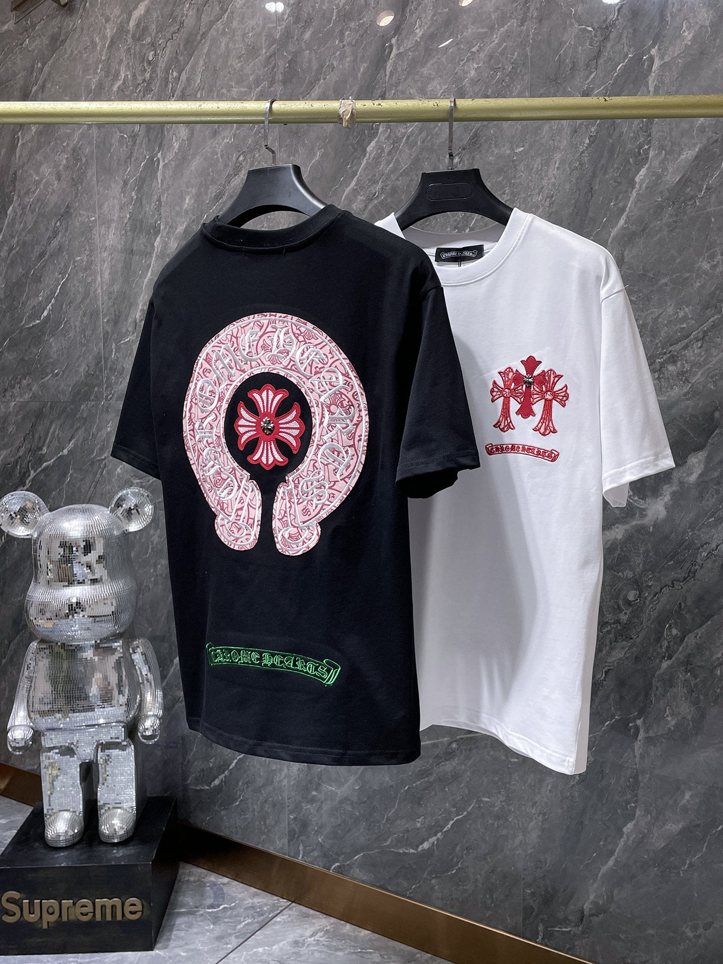 Red Embroidered Logos White T-Shirt™