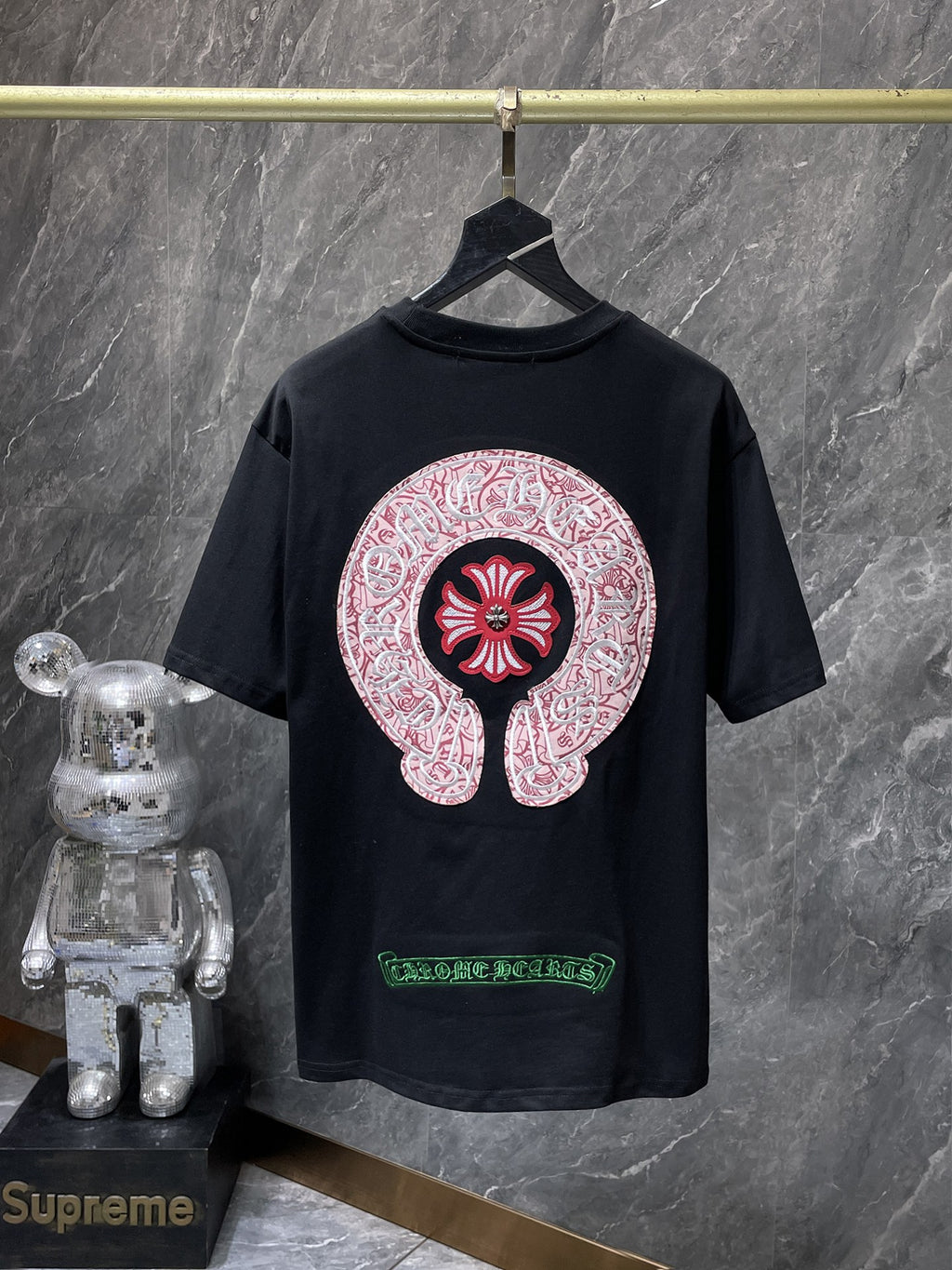 Red Embroidered Logos Black T-Shirt™