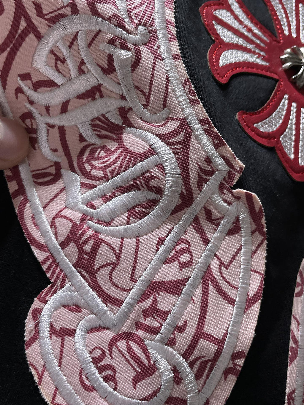 Red Embroidered Logos Black T-Shirt™