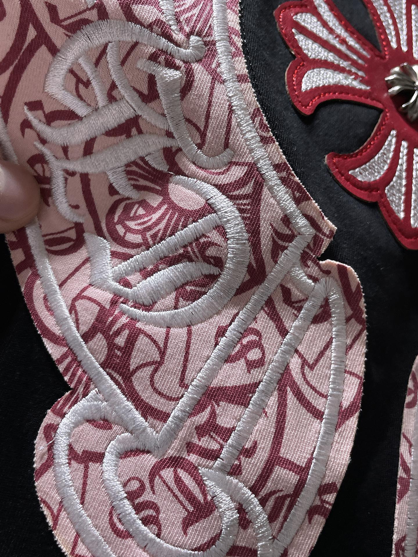 Red Embroidered Logos Black T-Shirt™