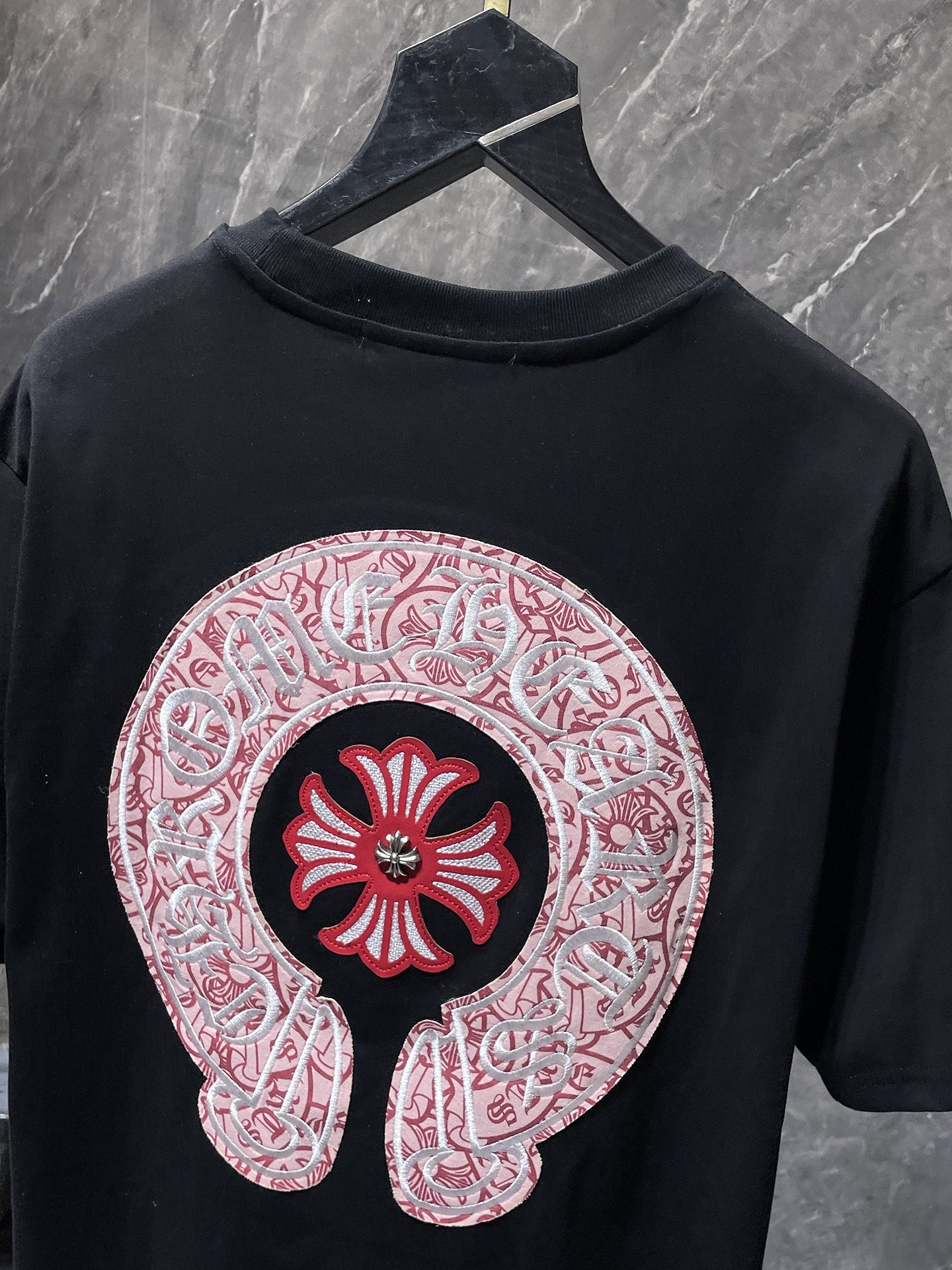 Red Embroidered Logos Black T-Shirt™