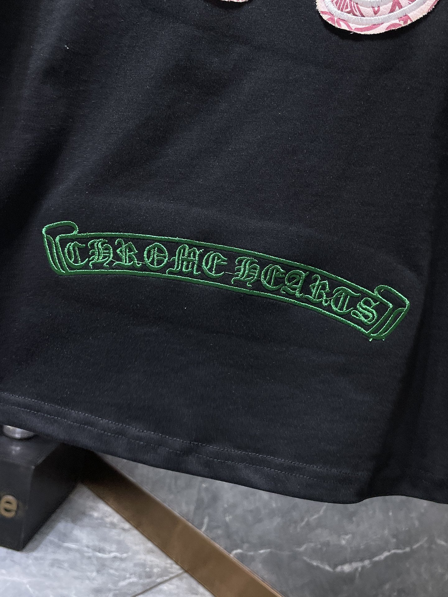 Red Embroidered Logos Black T-Shirt™