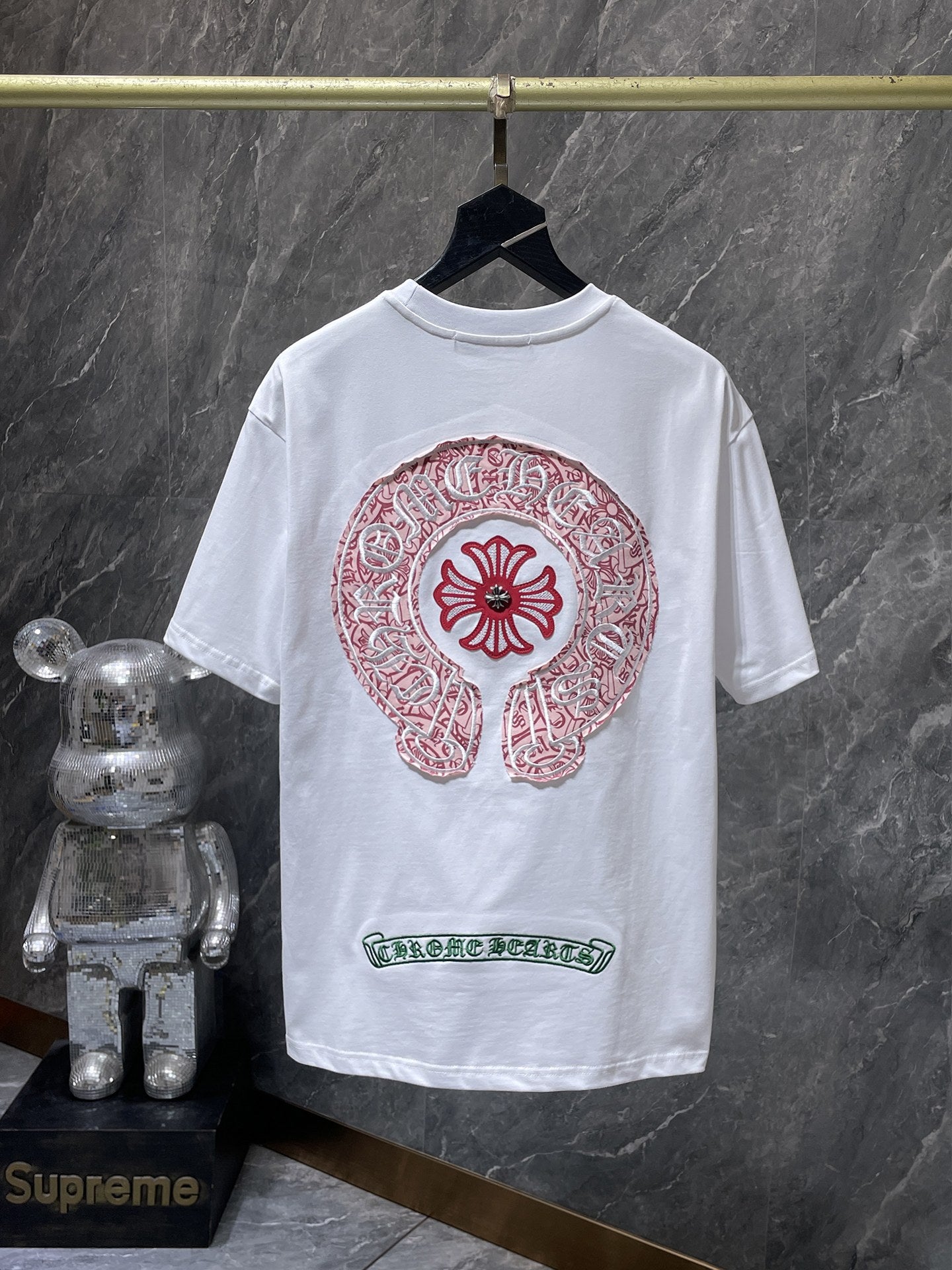 Red Embroidered Logos White T-Shirt™
