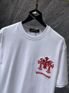 Red Embroidered Logos White T-Shirt™