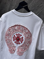 Red Embroidered Logos White T-Shirt™