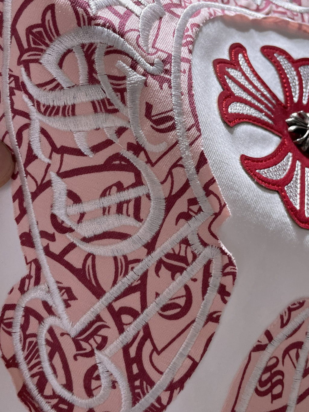 Red Embroidered Logos White T-Shirt™