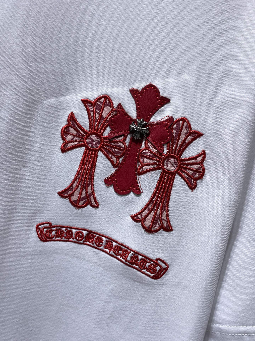 Red Embroidered Logos White T-Shirt™