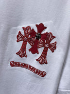 Red Embroidered Logos White T-Shirt™