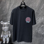 Red & Blue Embroidered Horse Shoe Logo Black T-Shirt™