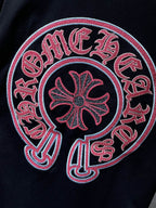 Red & Blue Embroidered Horse Shoe Logo Black T-Shirt™